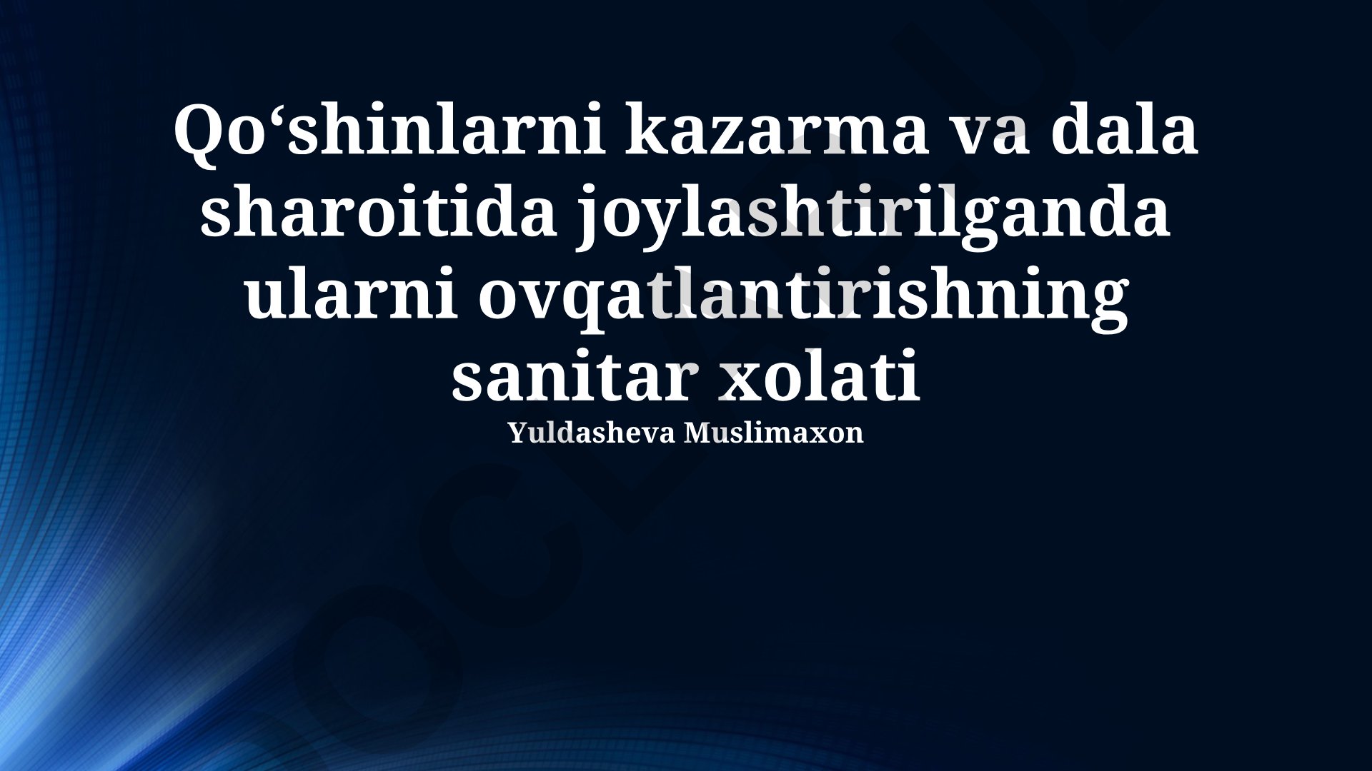 Harbiy qismlarda ovqatlanishning sanitariya sharoitlari