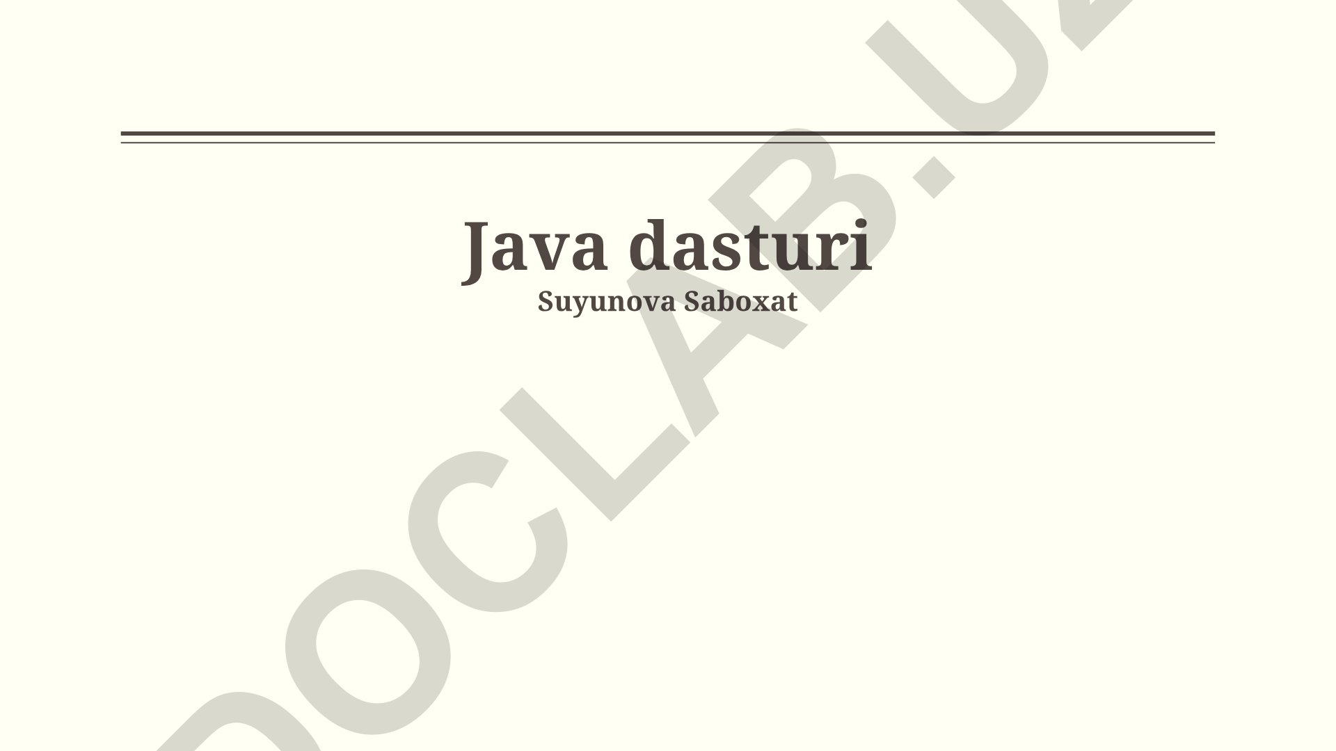 Java dasturlash tili va multithreading