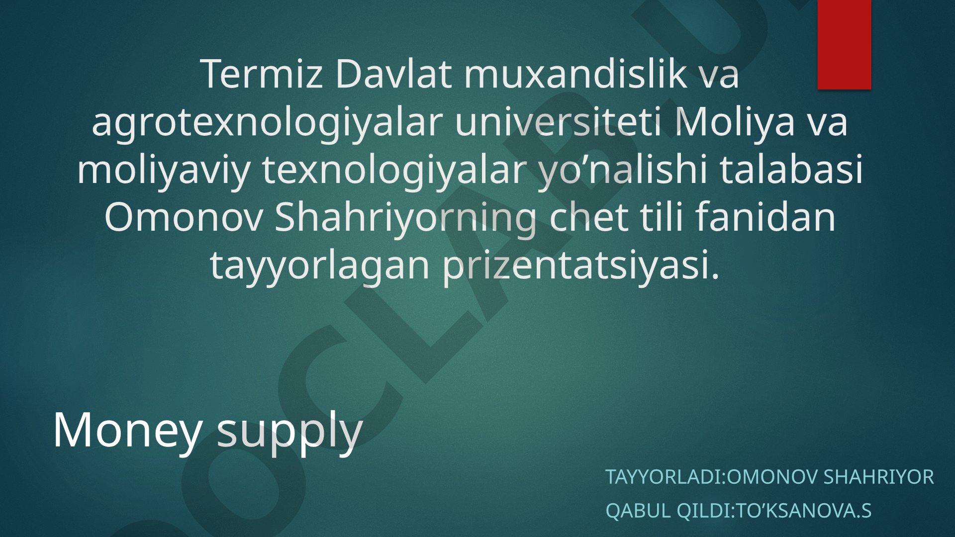 Money supply
