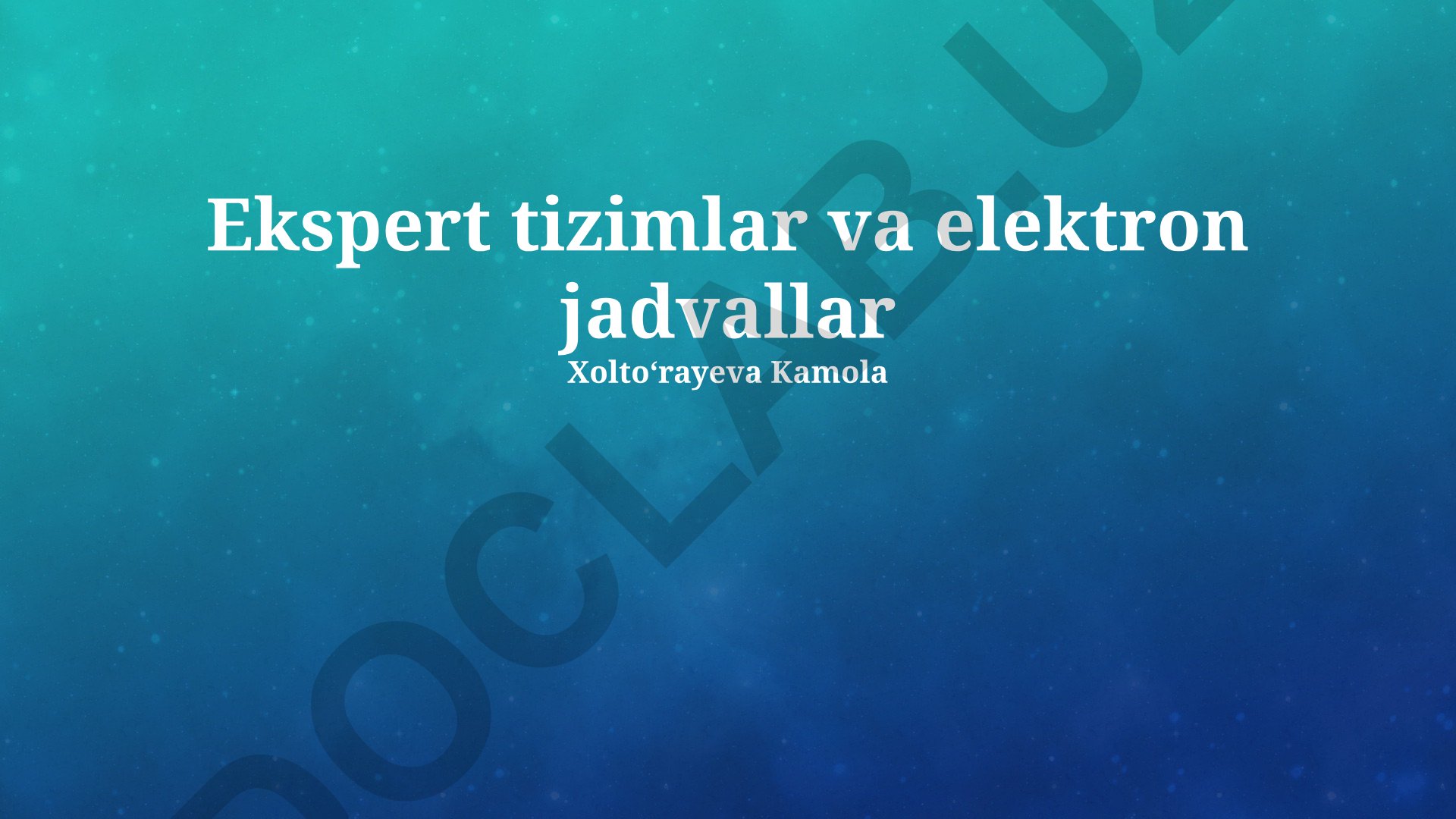 Ekspert tizimlar va elektron jadvallar