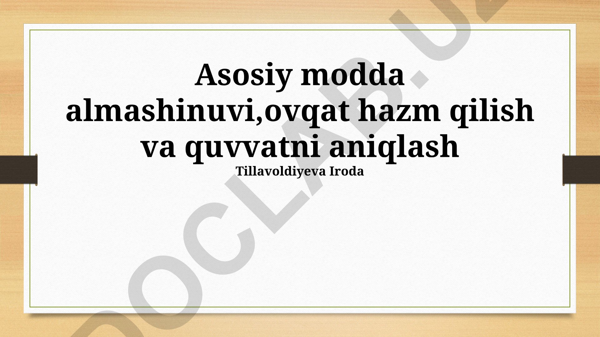 Asosiy modda almashinuvi, ovqat hazm qilish va quvvatni aniqlash