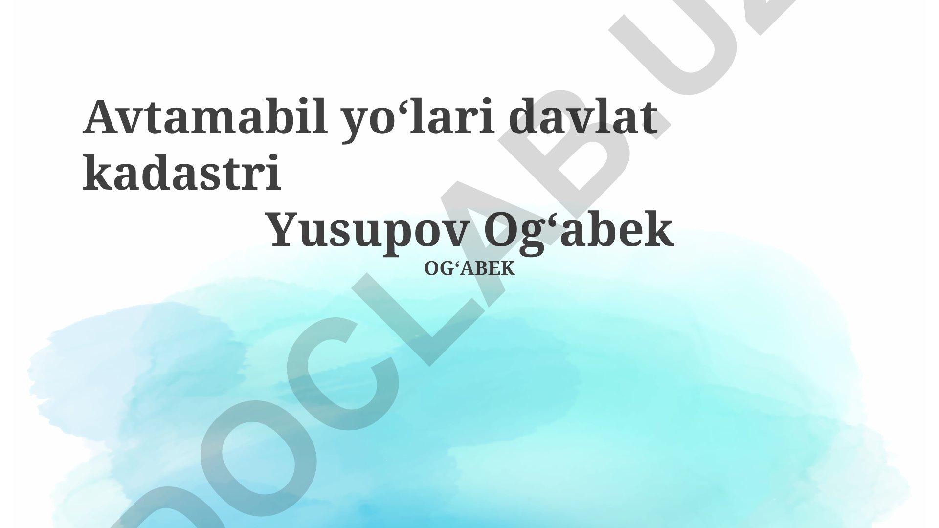 Avtomobil yoʻllari davlat kadastri va uning takomillashtirish yoʻllari