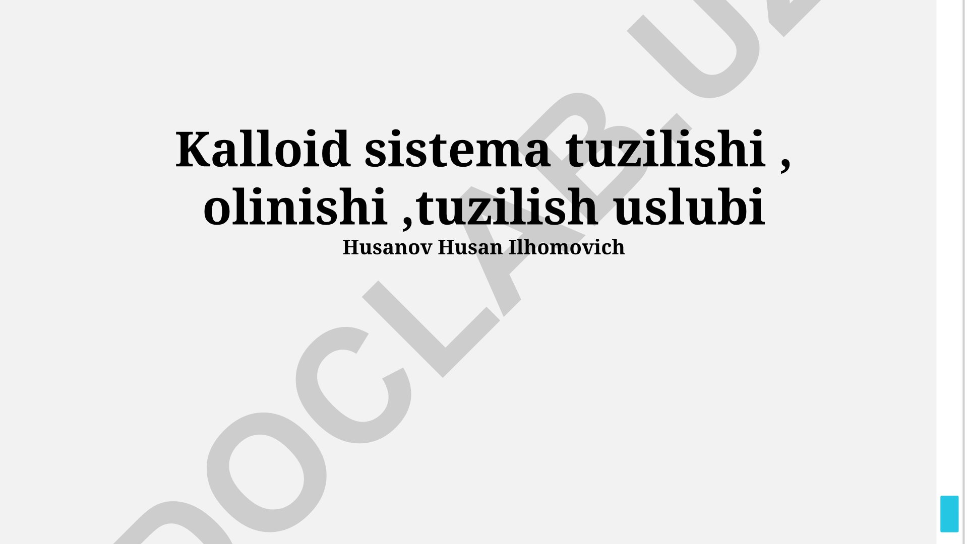 Kolloid sistema tuzilishi, olinishi va tuzilish uslubi