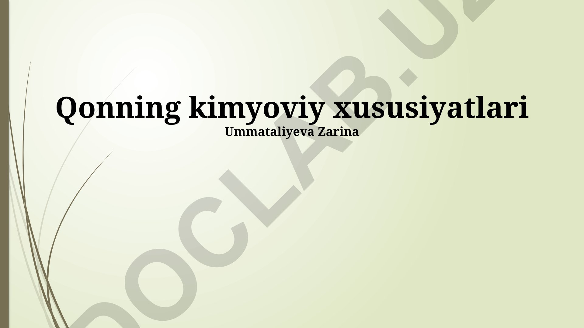 Qonning kimyoviy xususiyatlari