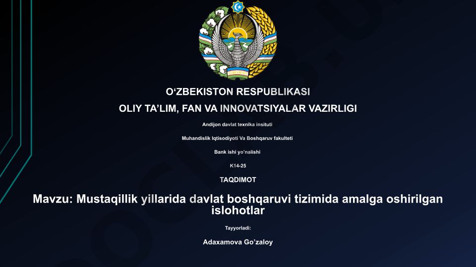 Mustaqillik yillarida davlat boshqaruvi tizimida amalga oshirilgan islohotlar