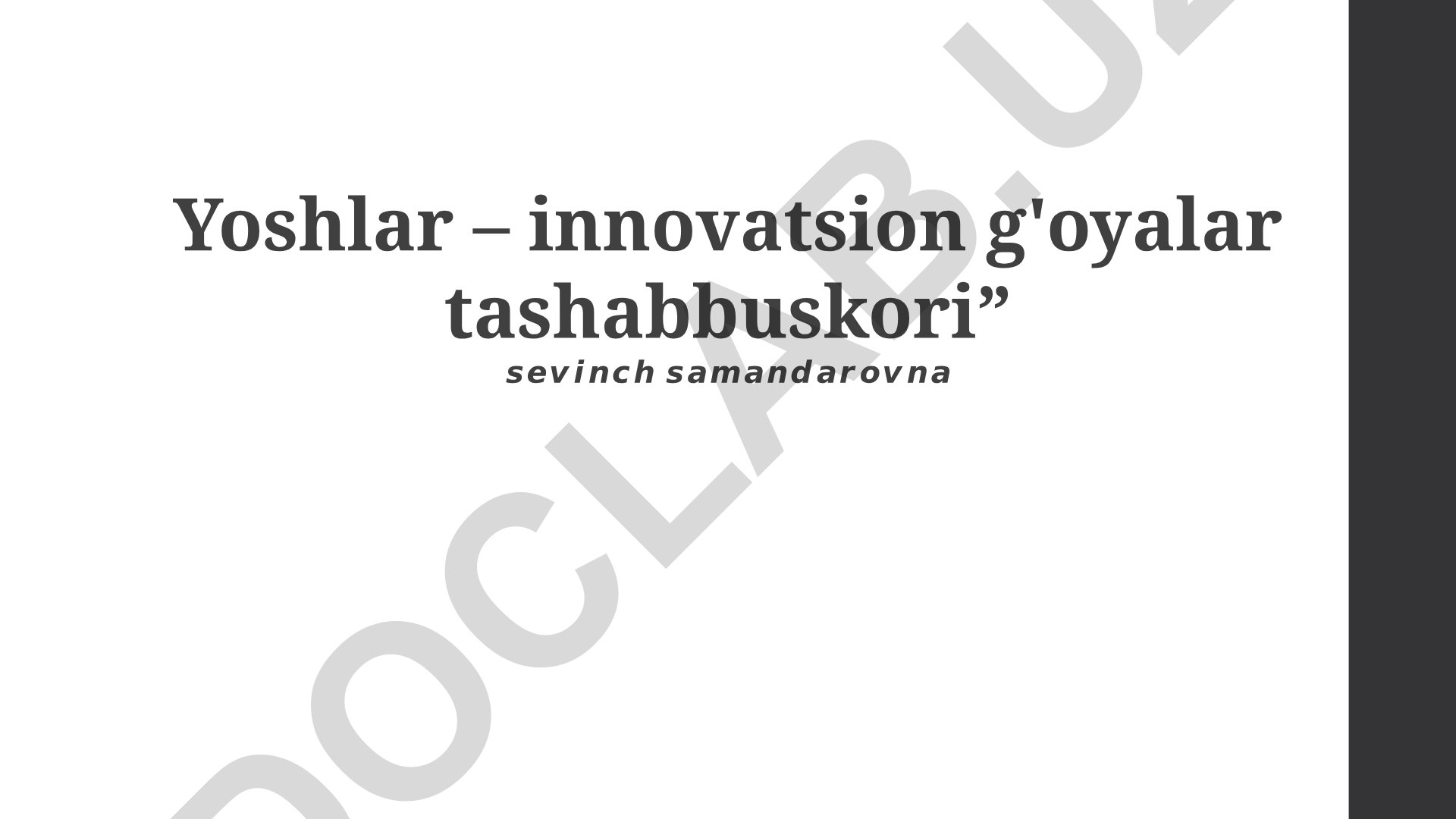 Yoshlar – innovatsion g'oyalar tashabbuskori