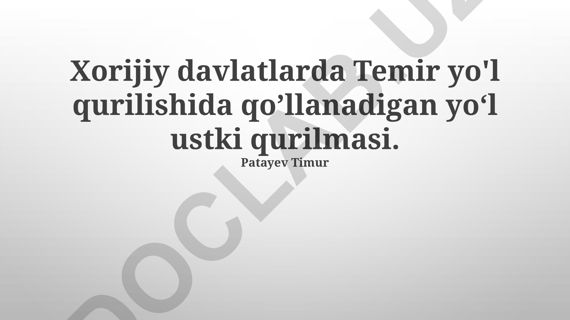Chet el mamlakatlarida temir yo'l qurilishida qo'llaniladigan yo'l ustki qurilmalari