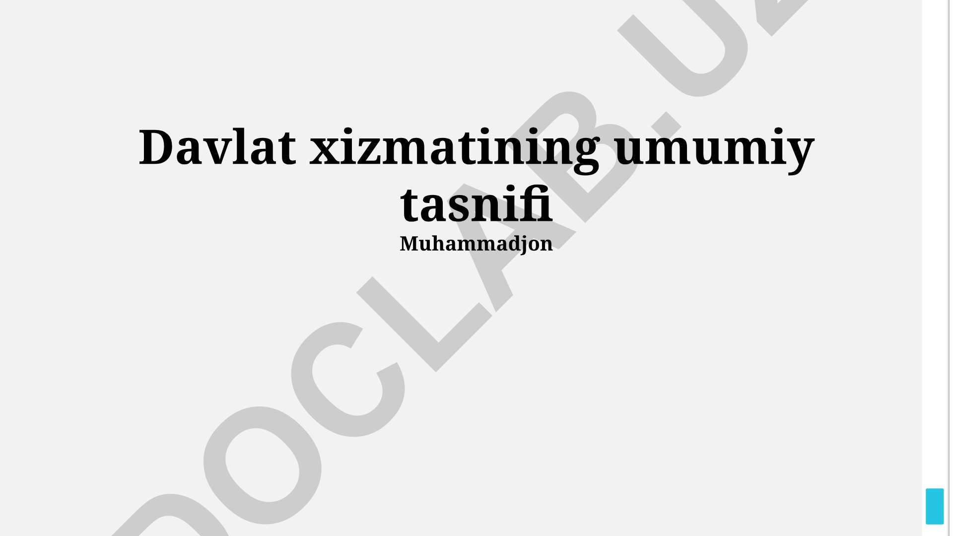 Davlat xizmatining umumiy tasnifi va turlari