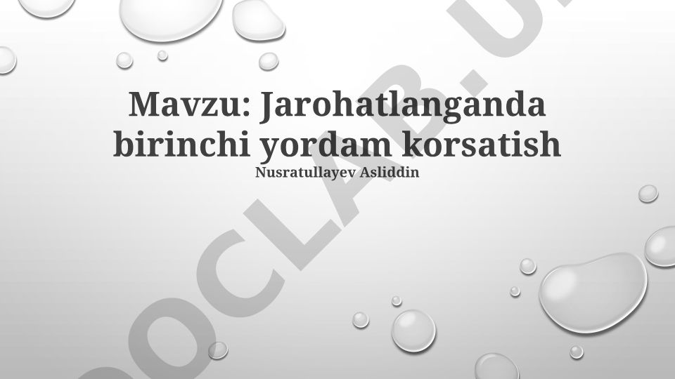 Jarohatlanganda birinchi yordam ko'rsatish