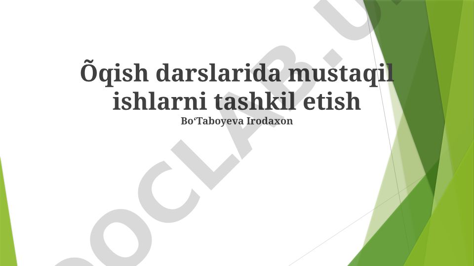 O'qish darslarida mustaqil ishlarni tashkil etish