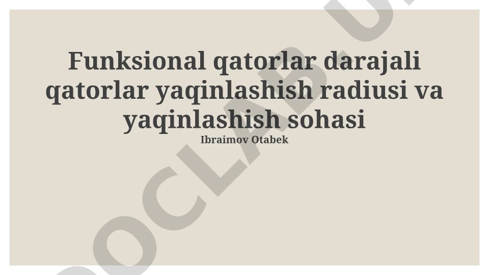 Funksional va darajali qatorlar