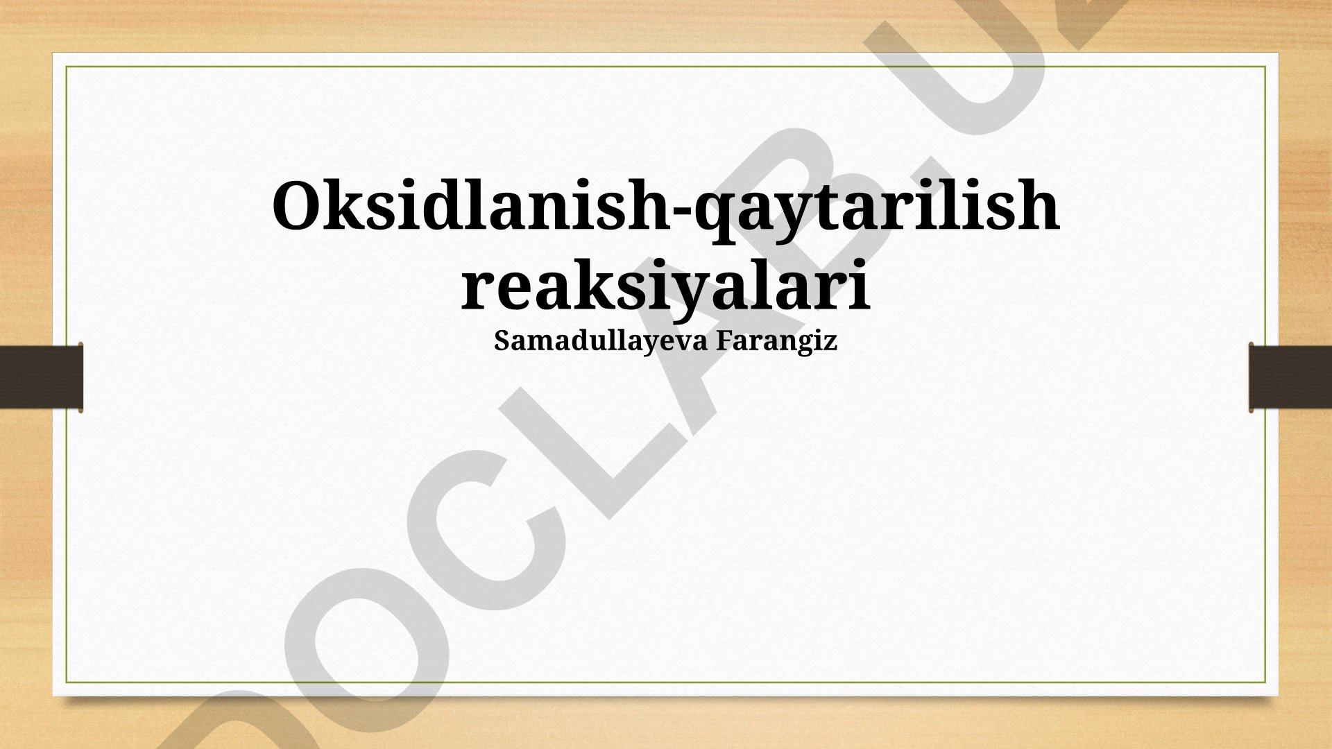 Oksidlanish-qaytarilish reaksiyalari