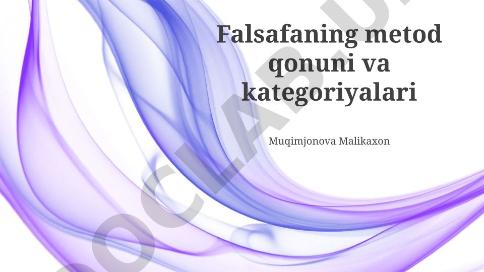 Falsafaning metod qonuni va kategoriyalari