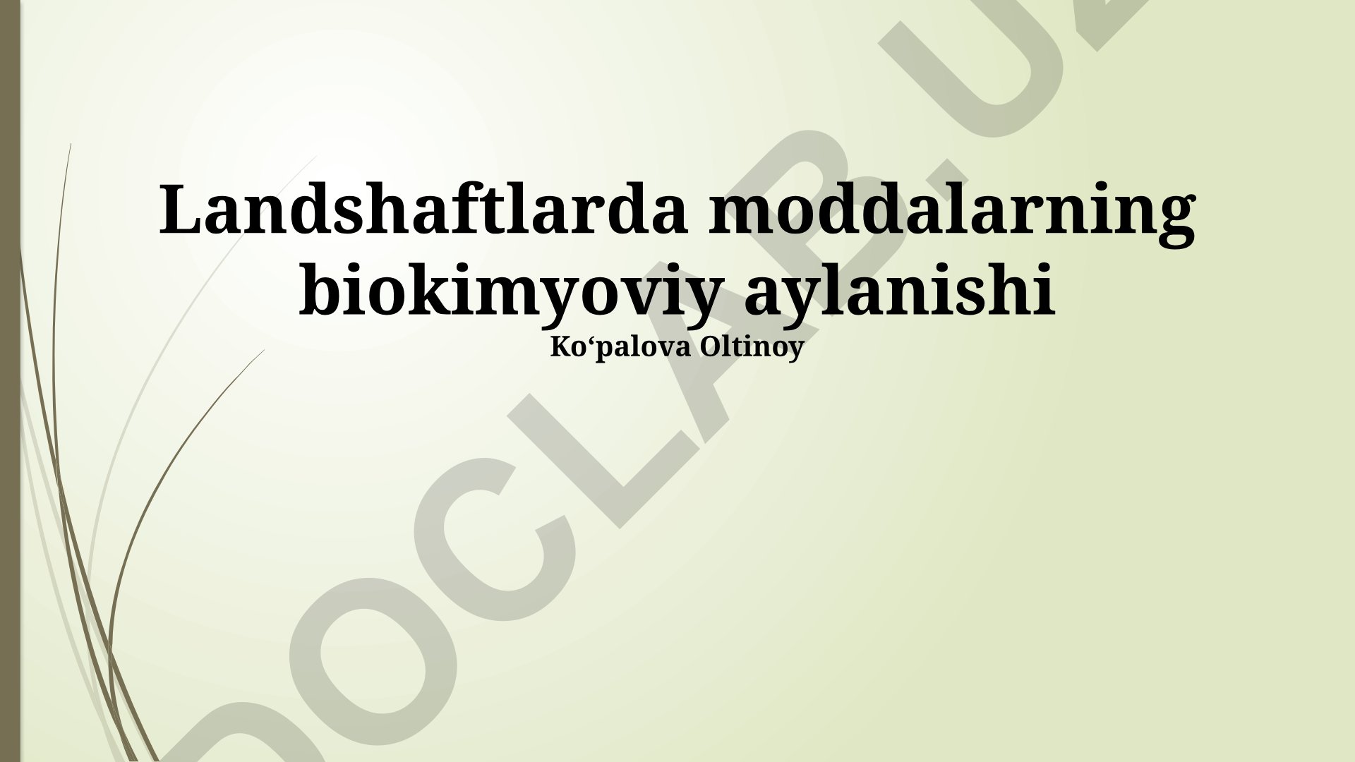 Landshaftlarda moddalarning biokimyoviy aylanishi