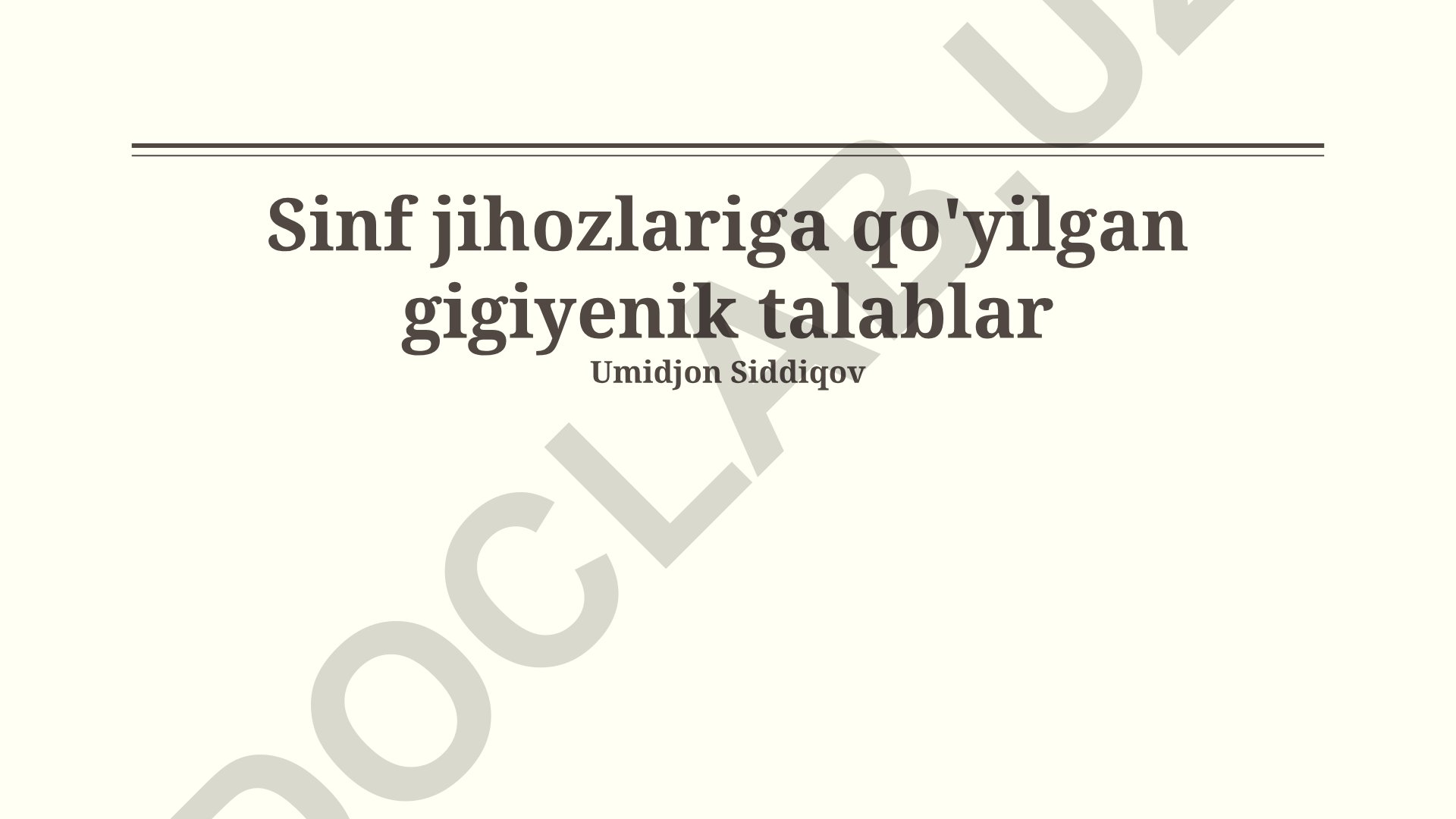 Sinf jihozlariga qo'yilgan gigiyenik talablar