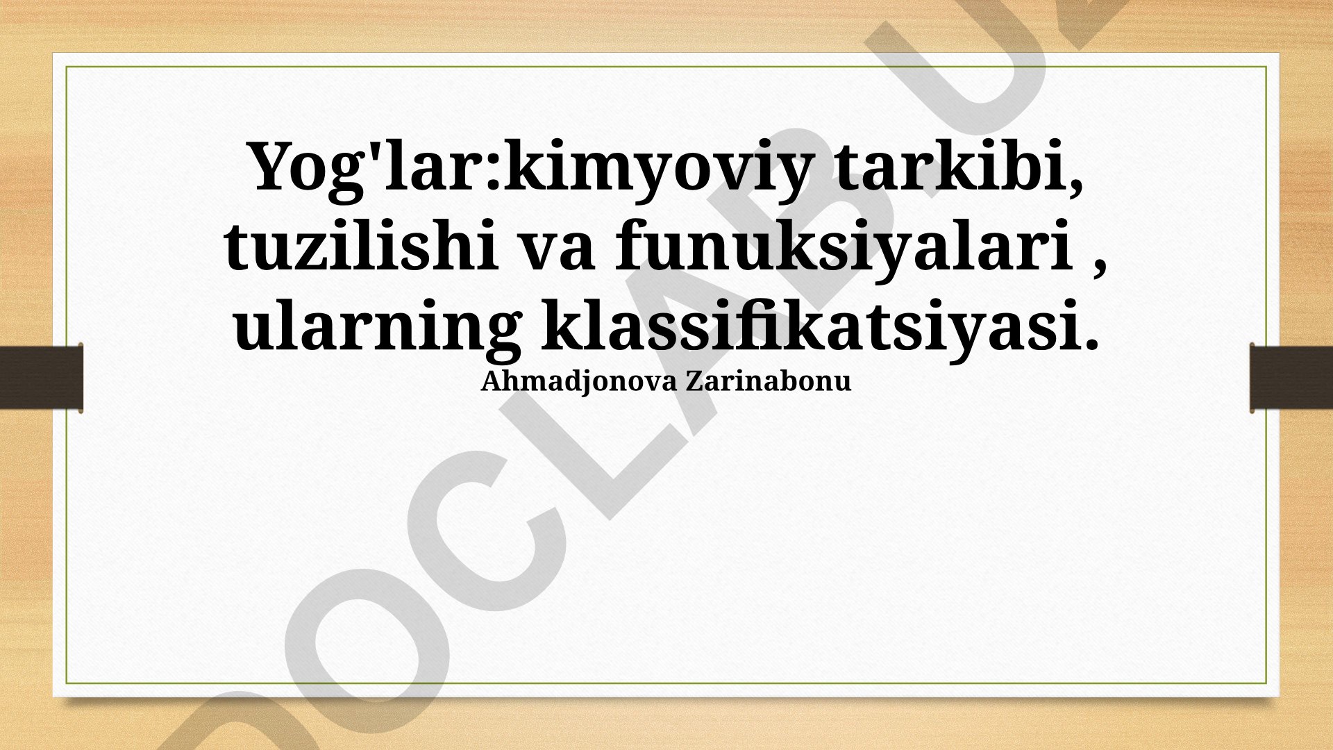 Yog'lar: kimyoviy tarkibi, tuzilishi va funksiyalari