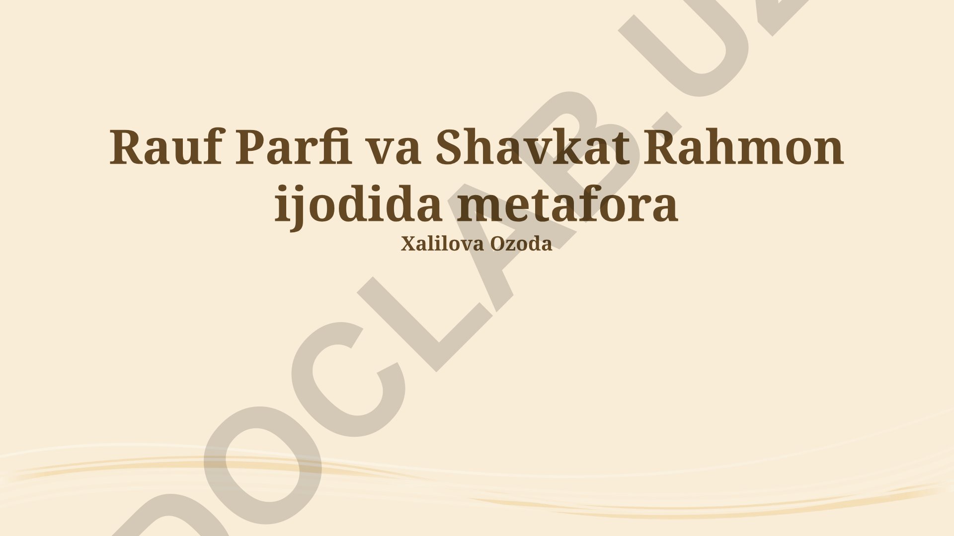 Rauf Parfi va Shavkat Rahmon ijodida metafora