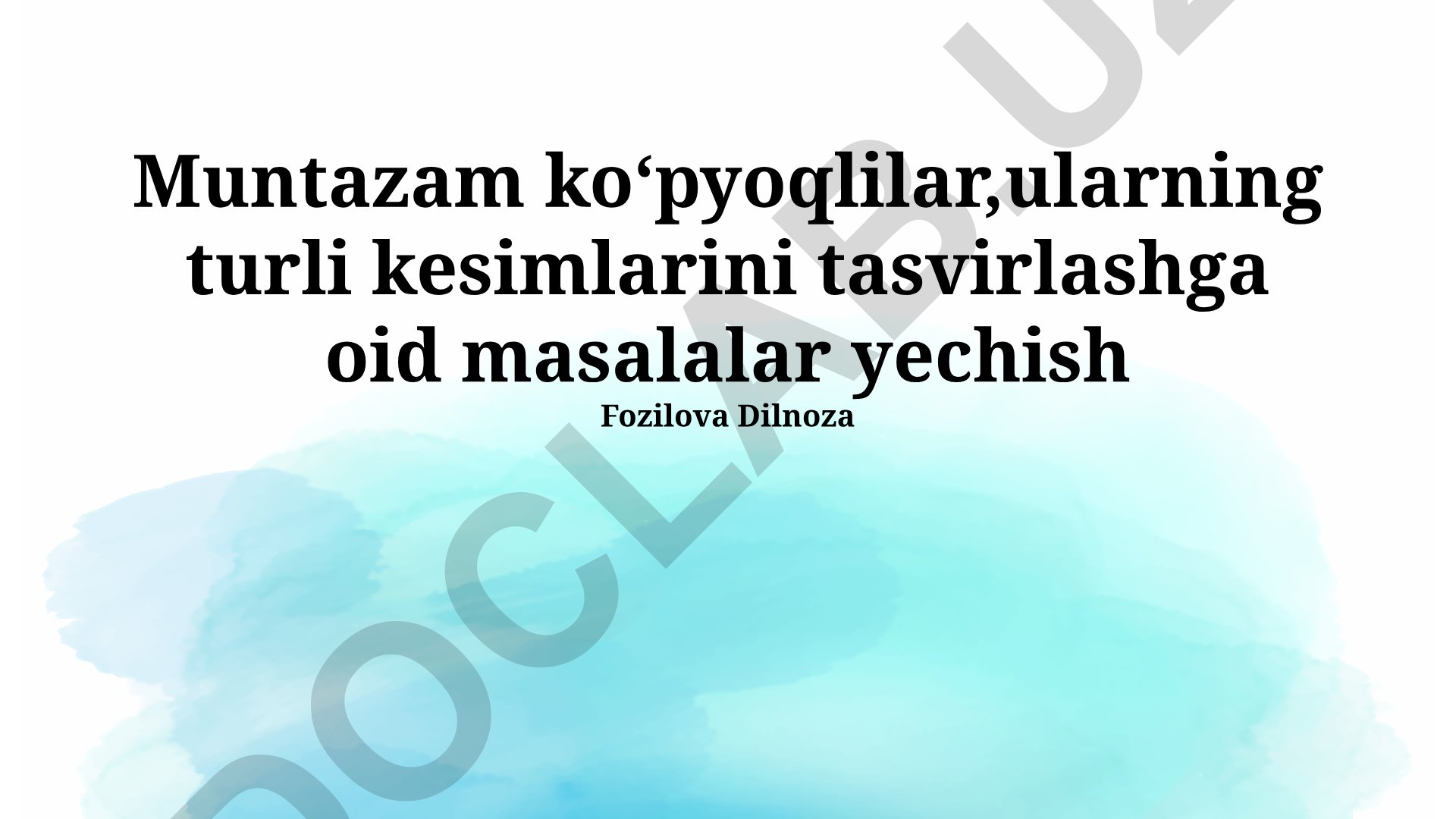 Muntazam ko'pburchaklar va ularning kesimlari