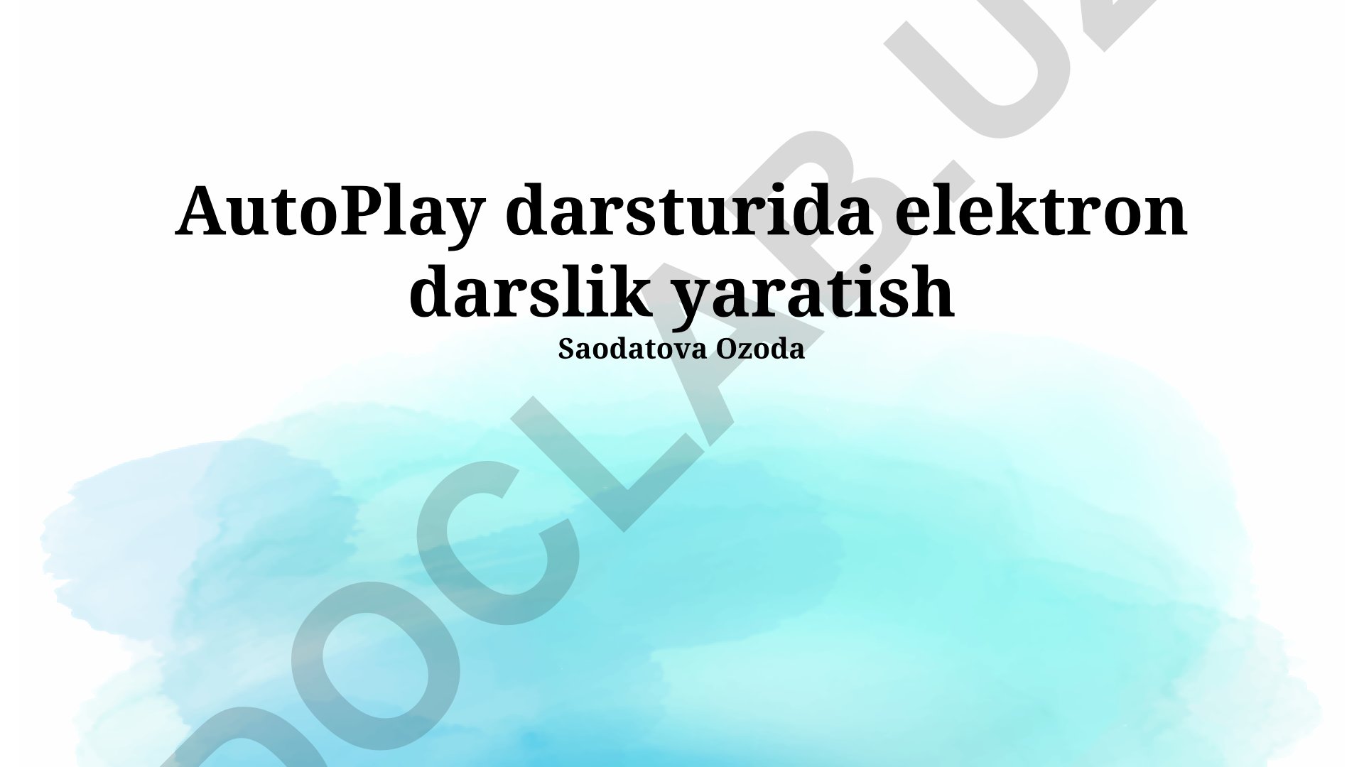 AutoPlay dasturida elektron darslik yaratish