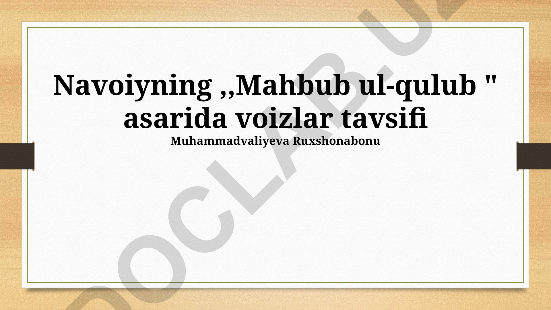 Navoiyning "Mahbub ul-qulub" asarida voizlar tavsifi