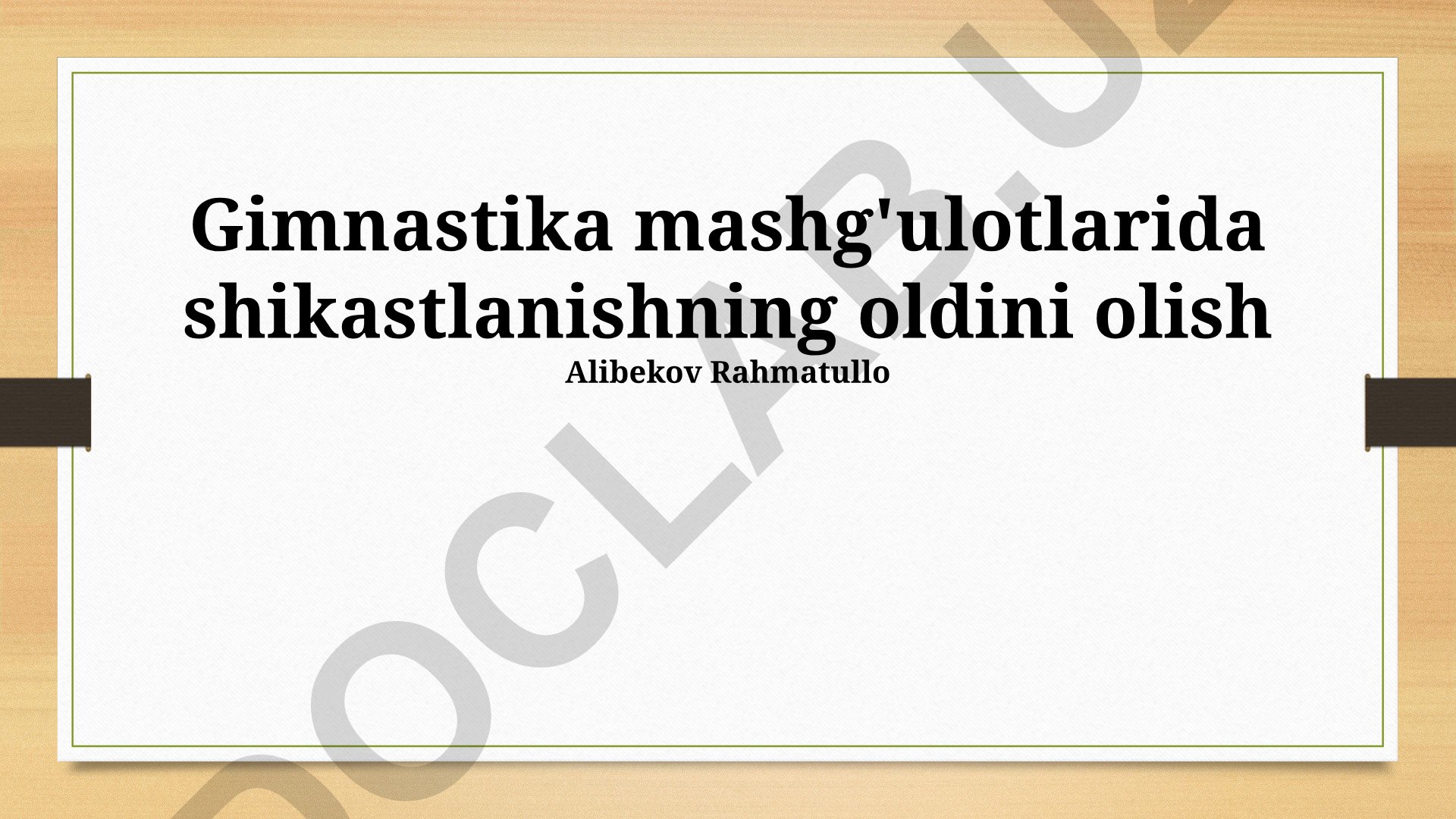 Gimnastika mashg'ulotlarida shikastlanishning oldini olish