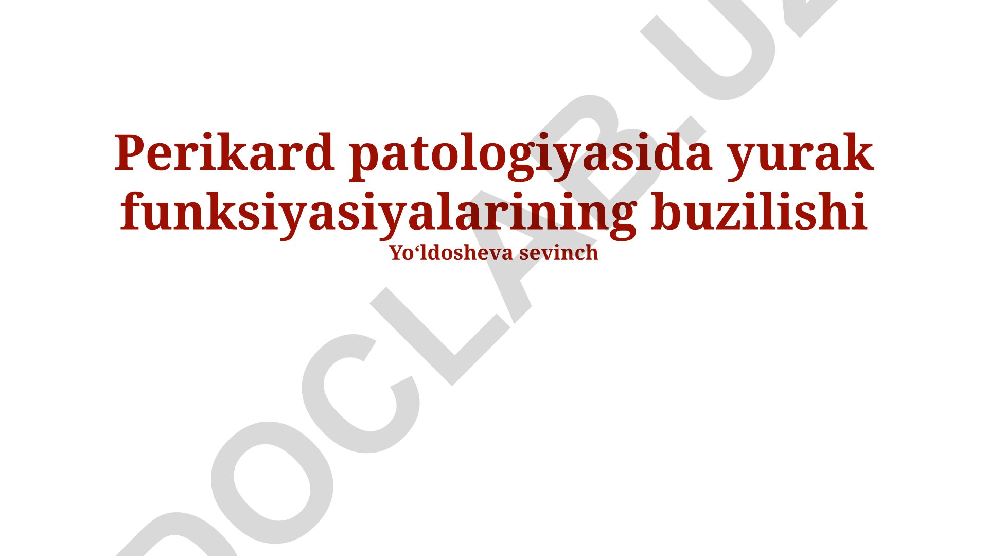 Perikard patologiyasida yurak funksiyasiyalarining buzilishi