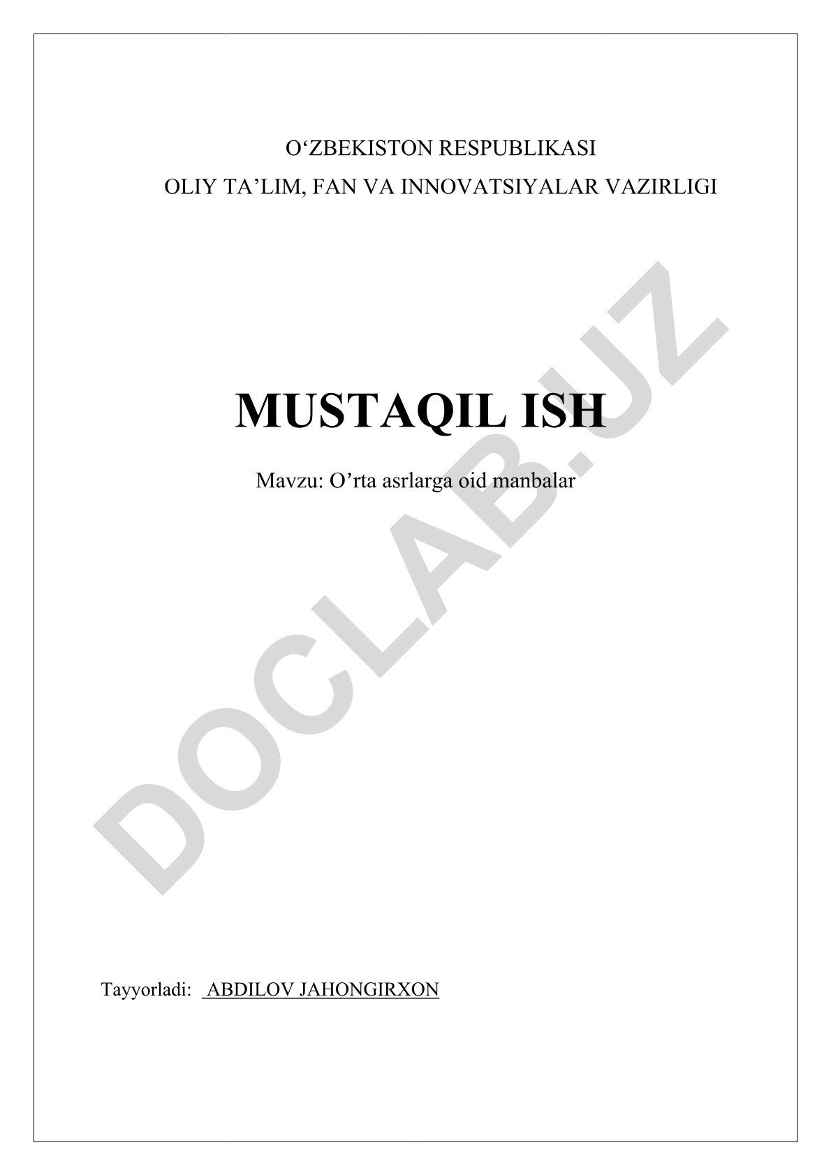 Oʻrta asrlarga oid manbalar