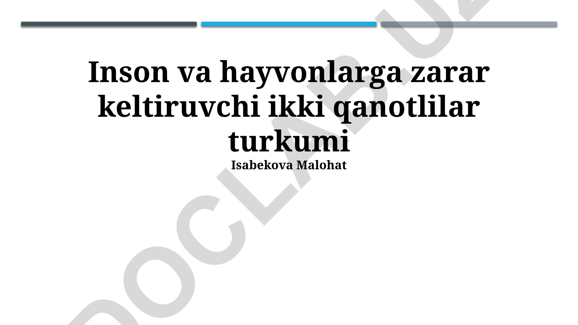 Inson va hayvonlarga zarar keltiruvchi ikki qanotlilar turkumi