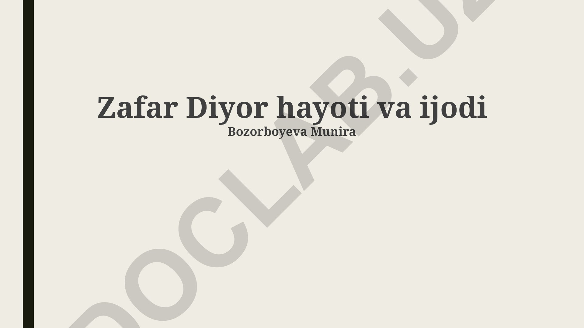 Zafar Diyor hayoti va ijodi