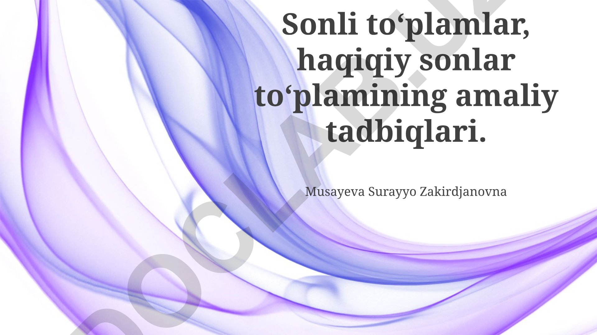 Haqiqiy sonlar toʻplamining amaliy tadbiqlari