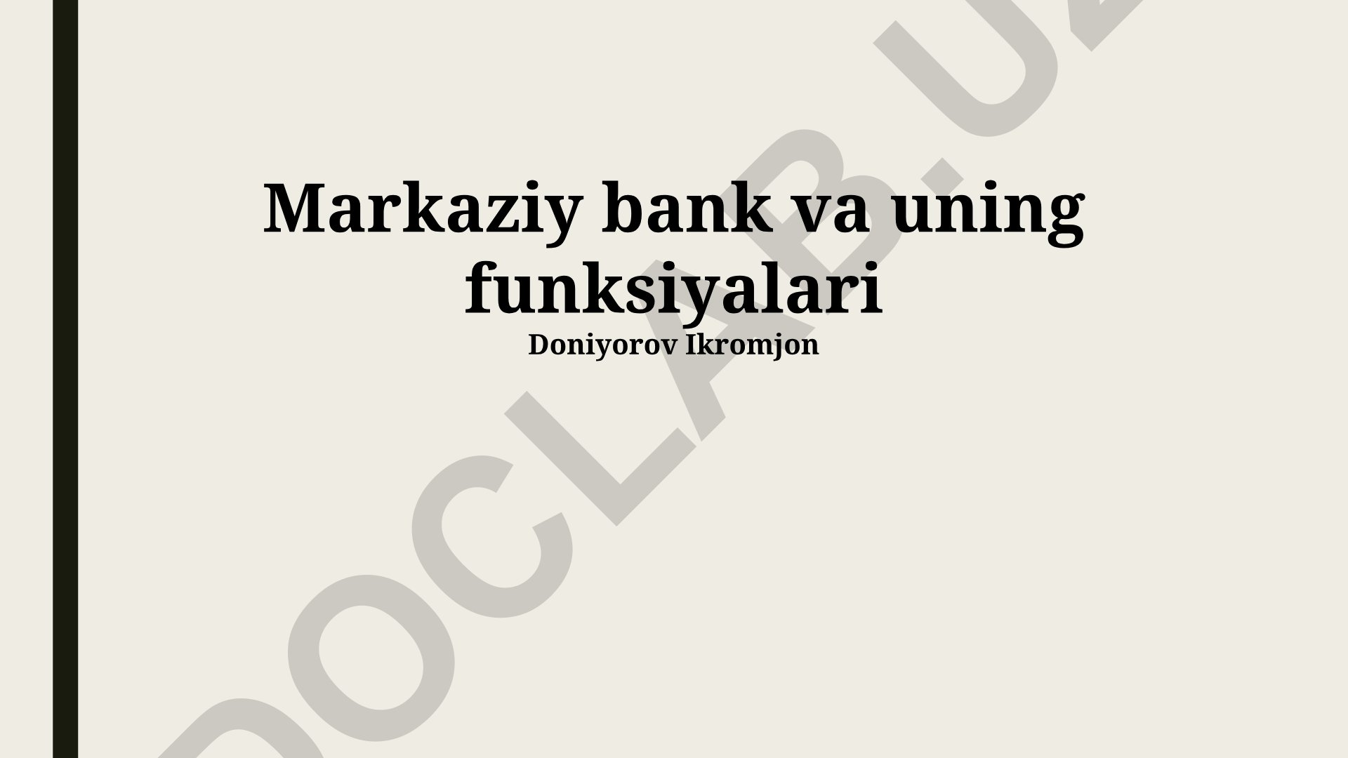 Markaziy bank va uning funksiyalari