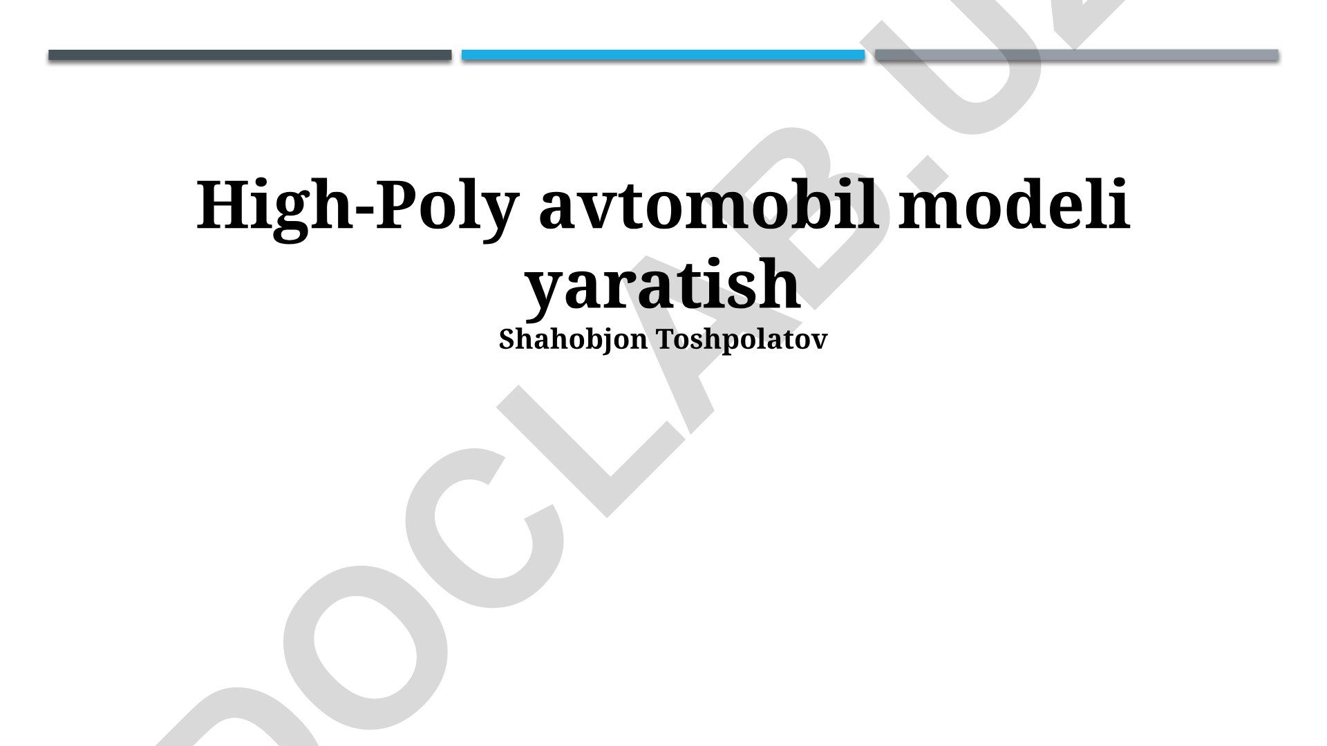 Yuqori Poligonli Avtomobil Modellarini Yaratish Jarayonlari