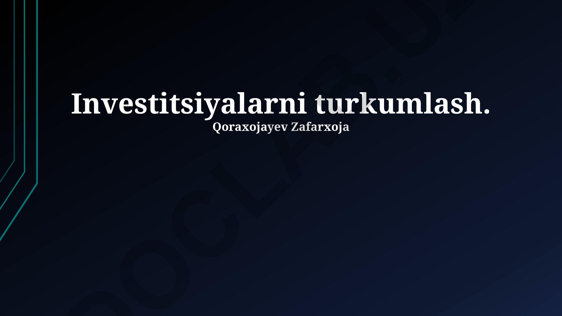 Investitsiyalarni turkumlash va portfel shakllantirish
