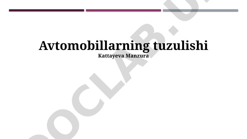 Avtomobillarning tuzulishi