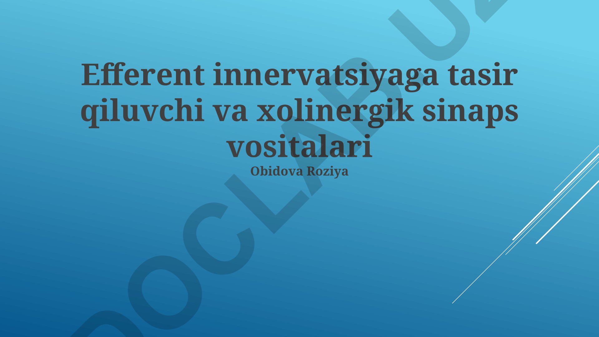 Efferent innervatsiyaga tasir qiluvchi va xolinergik sinaps vositalari