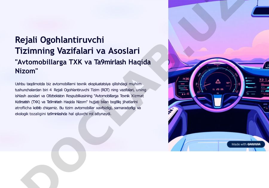 Rejali Ogohlantiruvchi Tizimning Vazifalari va Asoslari