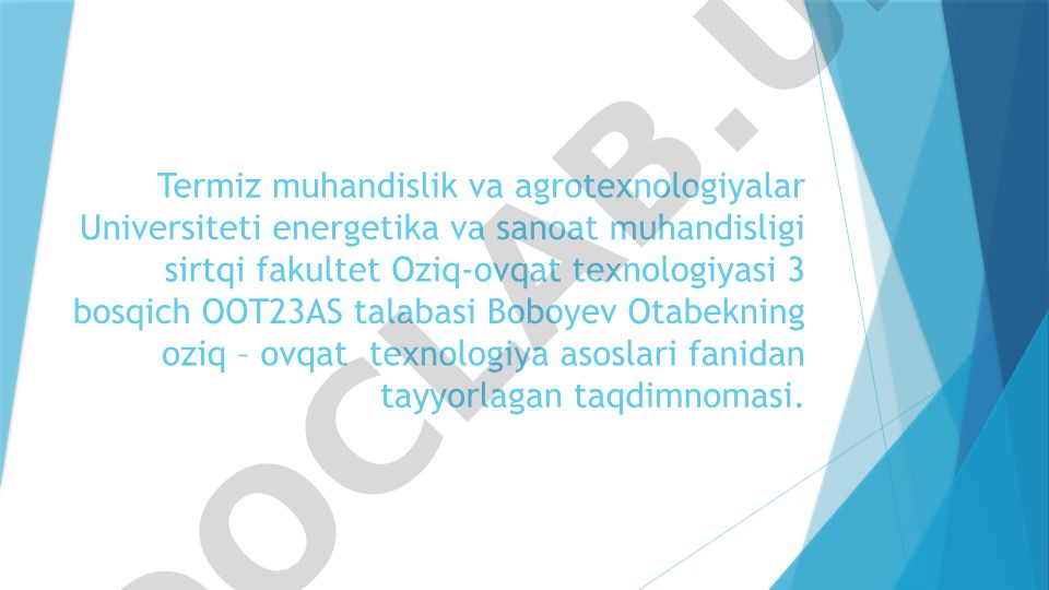 Yog‘-moy mahsulotlari assortimentini o‘rganish va sifatini aniqlash