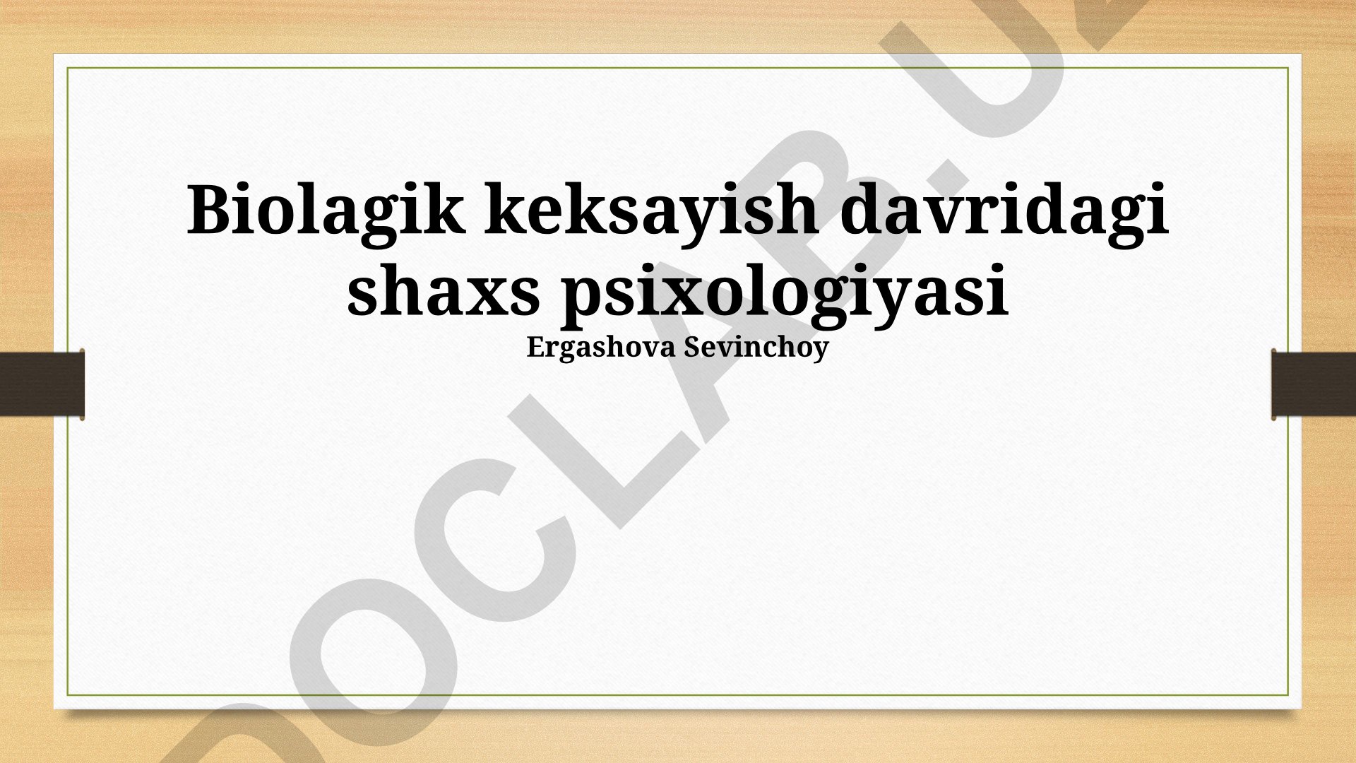 Biolagik keksayish davridagi shaxs psixologiyasi