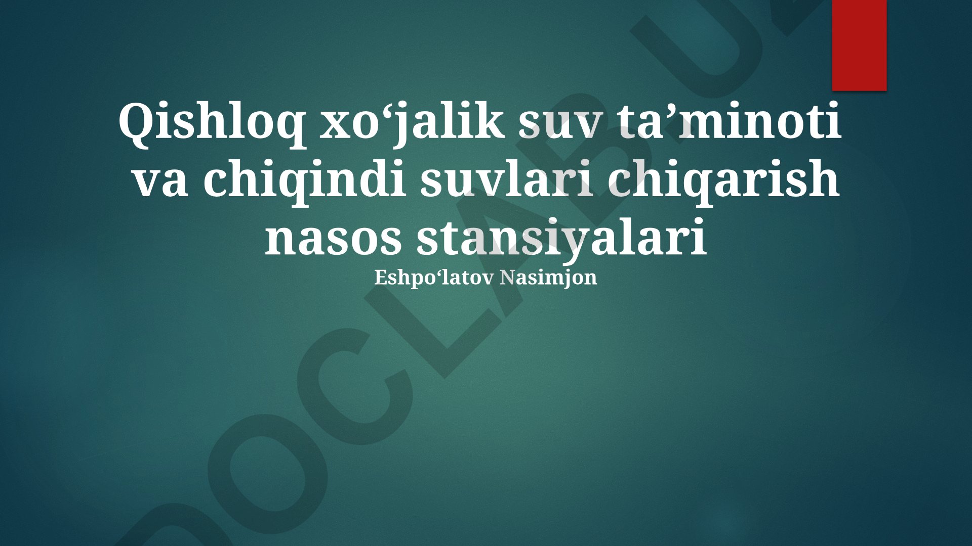 Qishloq xoʻjalik suv taʼminoti va chiqindi suvlari chiqarish nasos stansiyalari