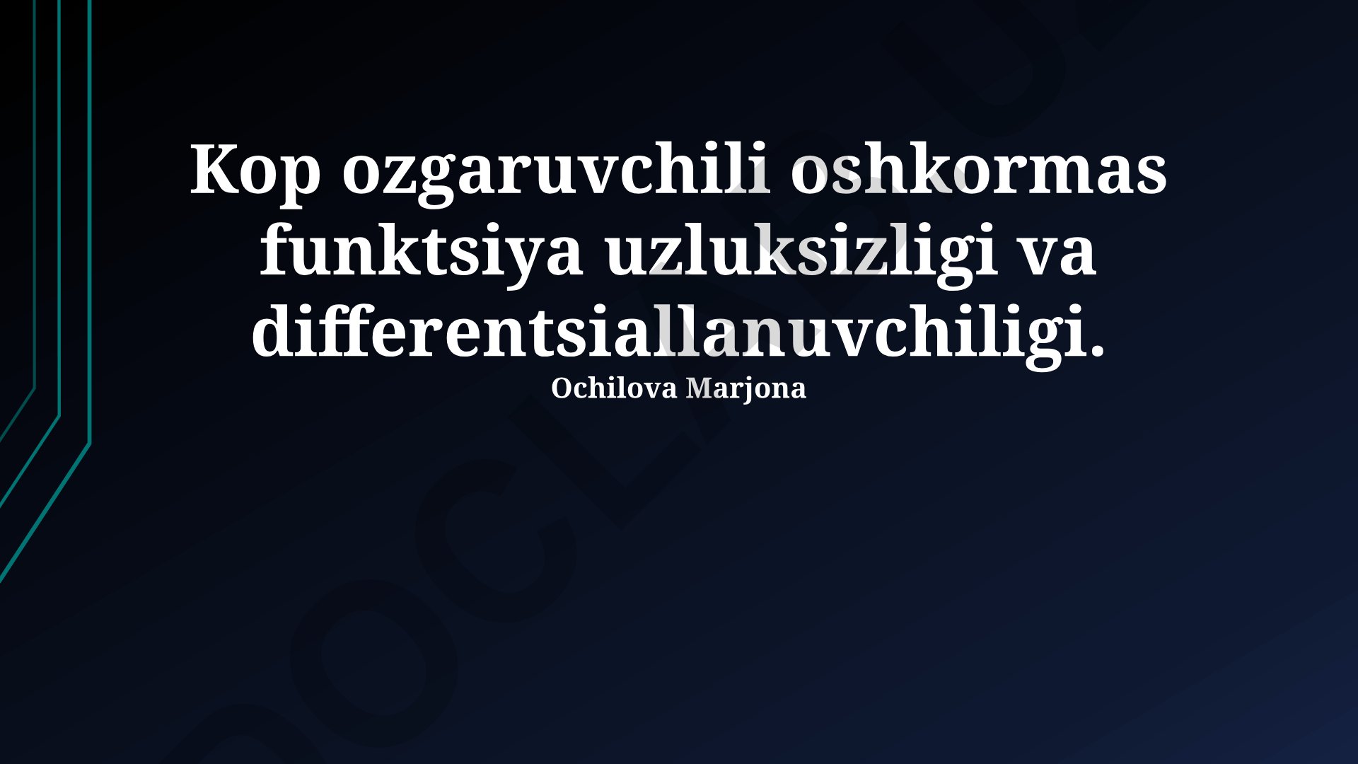 Ko'p o'zgaruvchili oshkormas funktsiya uzluksizligi va differentsiallanuvchiligi