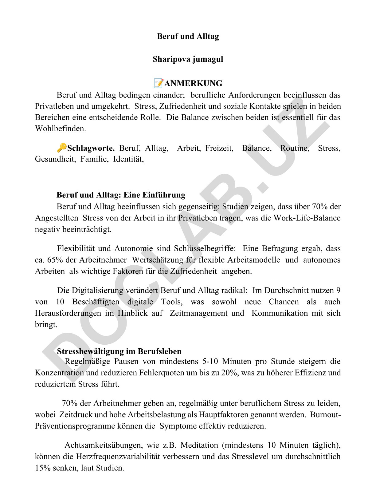 Beruf und Alltag: Wechselwirkung und Balance