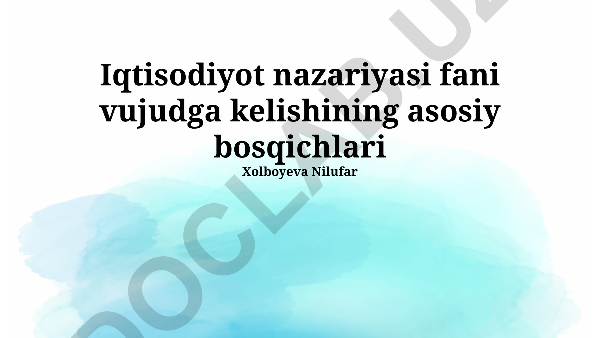 Iqtisodiyot nazariyasi fani vujudga kelishining asosiy bosqichlari