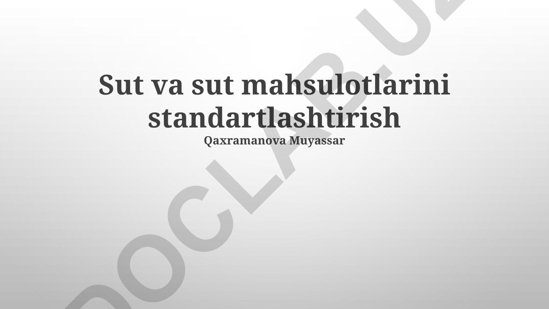 Sut va sut mahsulotlarini standartlashtirish