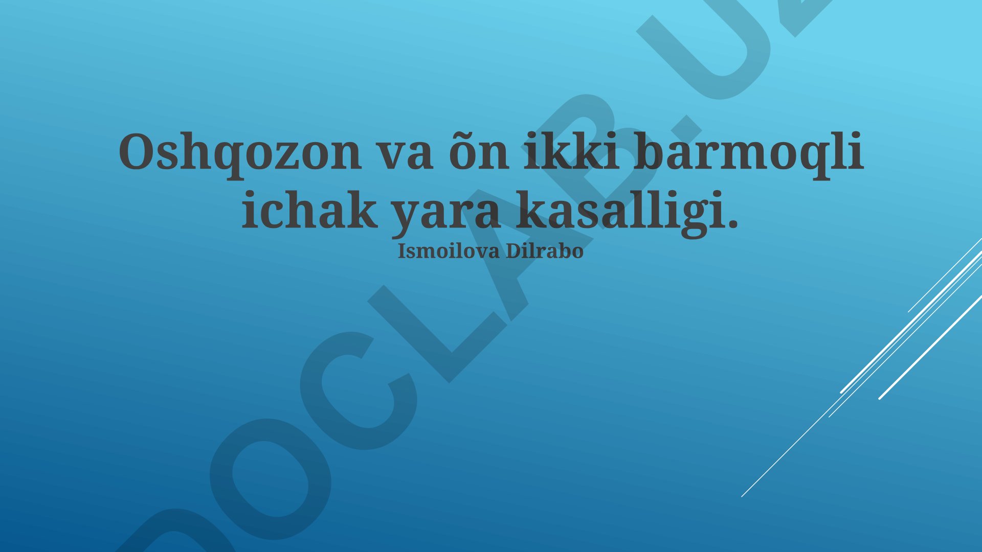 Oshqozon va o'n ikki barmoq ichak yarasi kasalligi