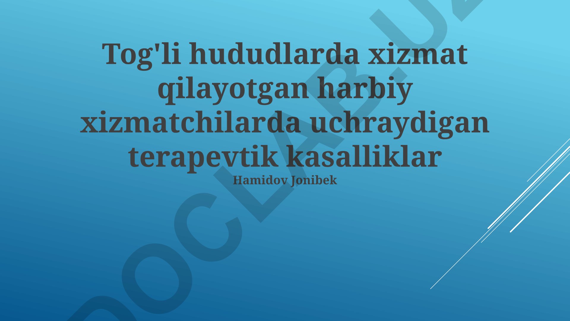 Tog'li hududlarda harbiy xizmatchilarda uchraydigan terapevtik kasalliklar