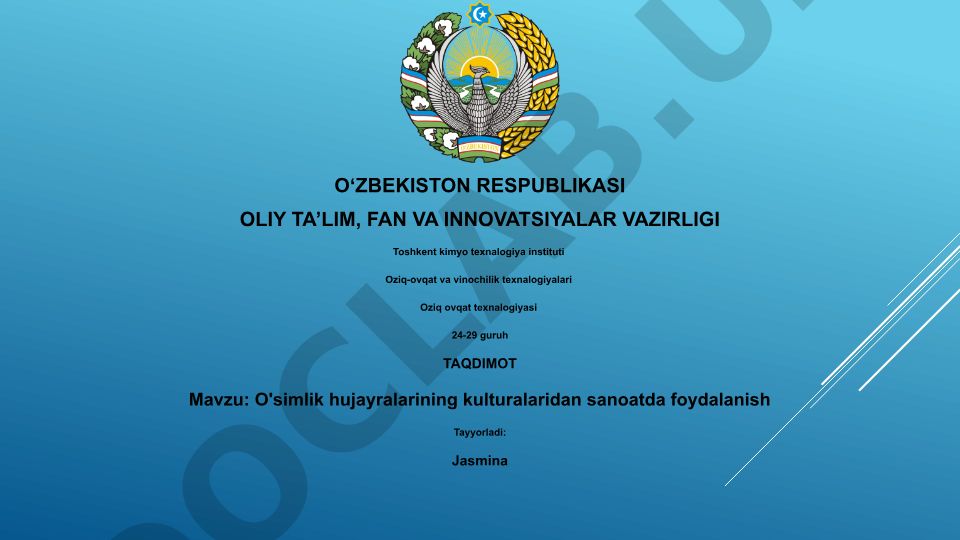 O'simlik hujayralarining kulturalaridan sanoatda foydalanish