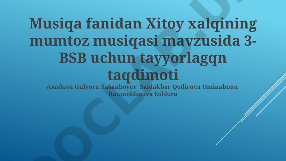Xitoy xalqining mumtoz musiqasi