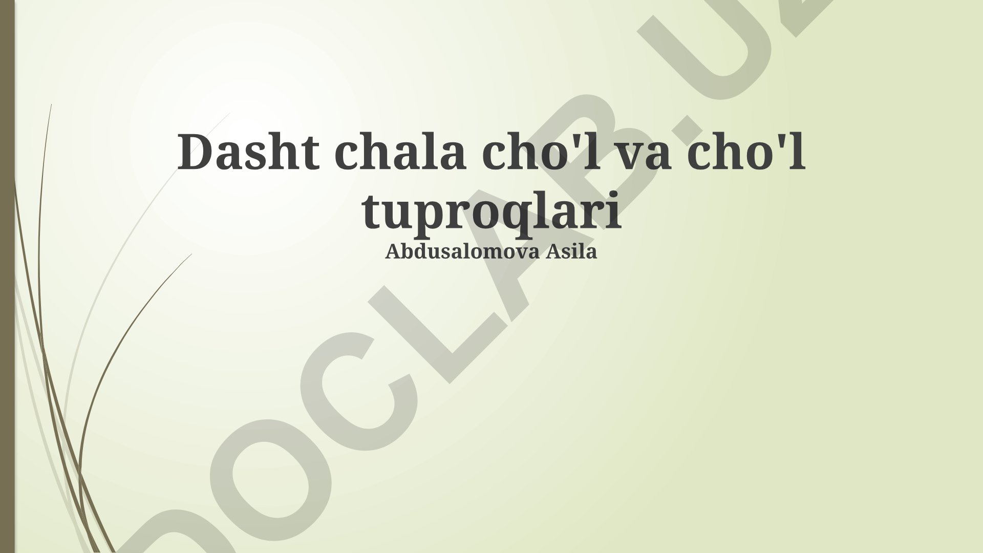 Cho'l tuproqlarini o'rganish usullari va xususiyatlari