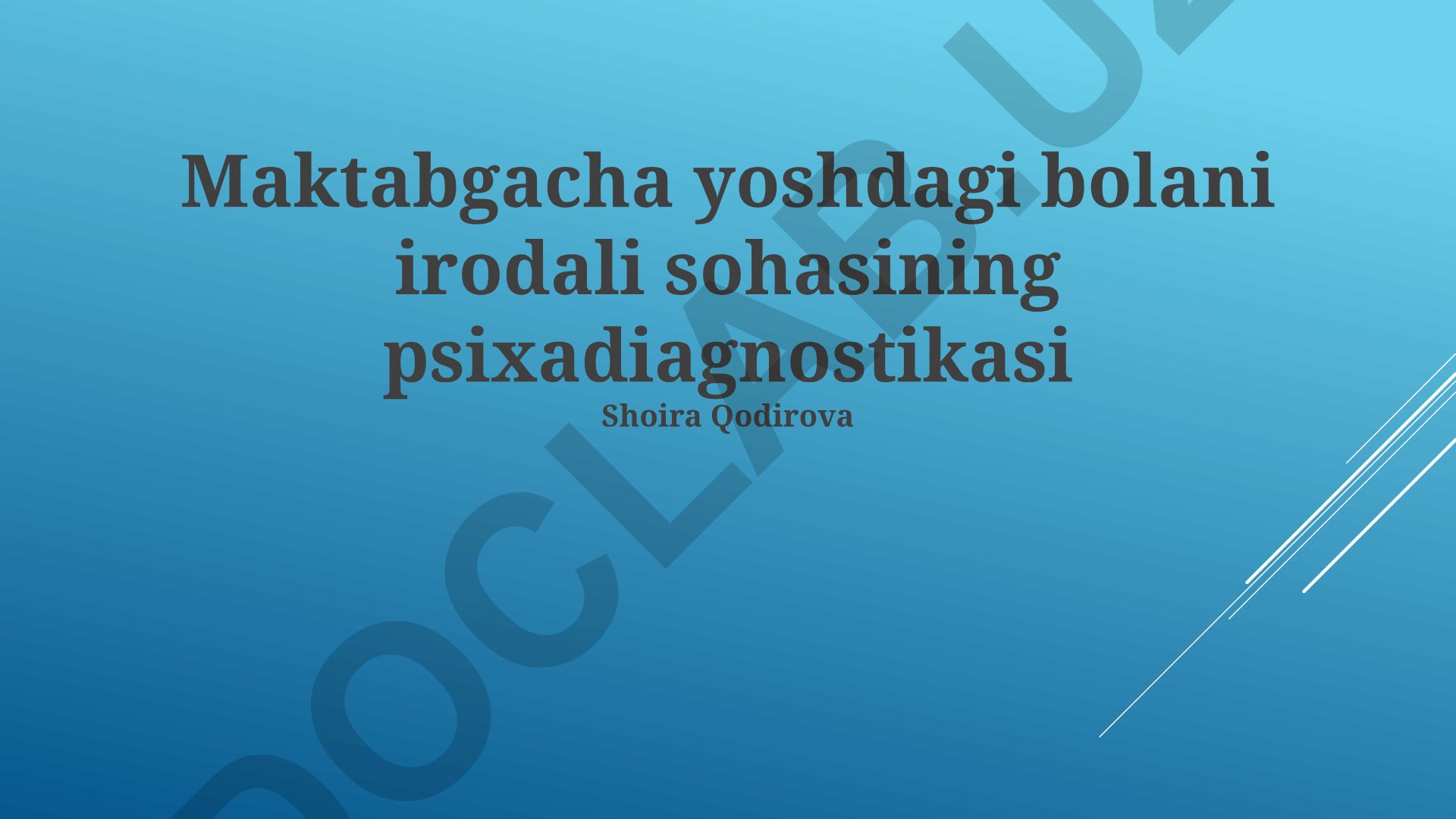 Maktabgacha yoshdagi bolalarda irodaviy sohani psixodiagnostikasi