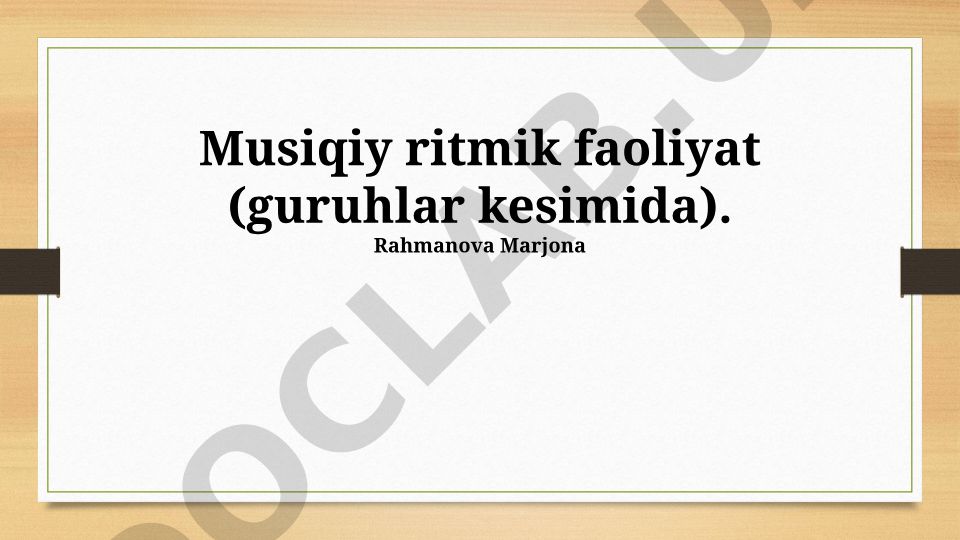 Musiqiy ritmik faoliyat (guruhlar kesimida)